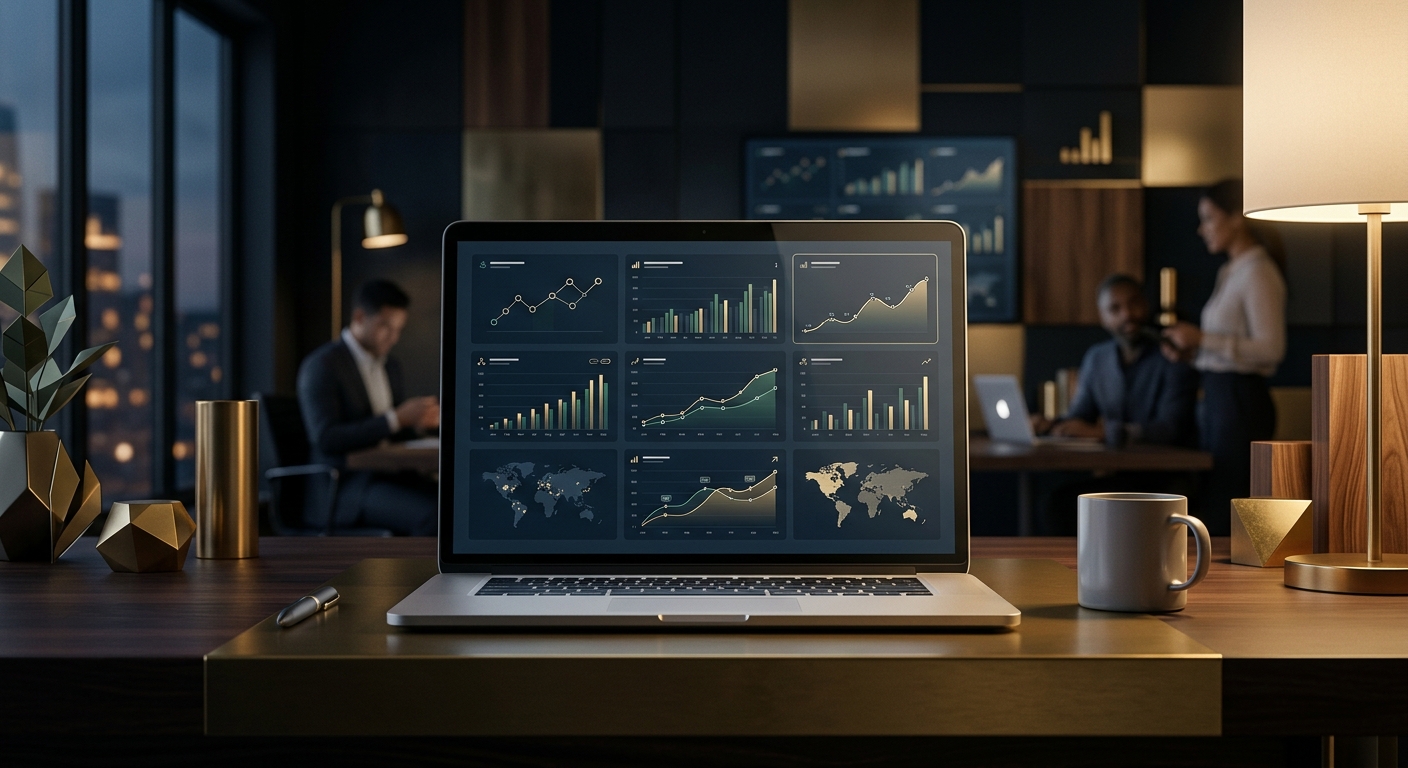 Modern business workspace representing the growth-stage founders Prestige & Co works with